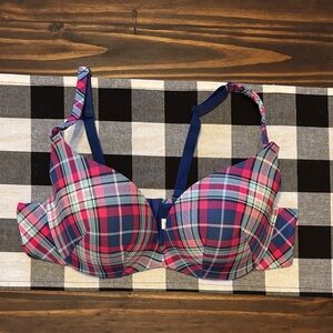 Cacique Plaid Women's Bra Pink and Blue 42B